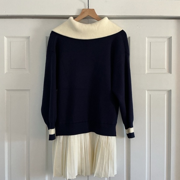 Anthropologie Maeve Varsity Sweater Twofer Mini Dress size small - Picture 7 of 8